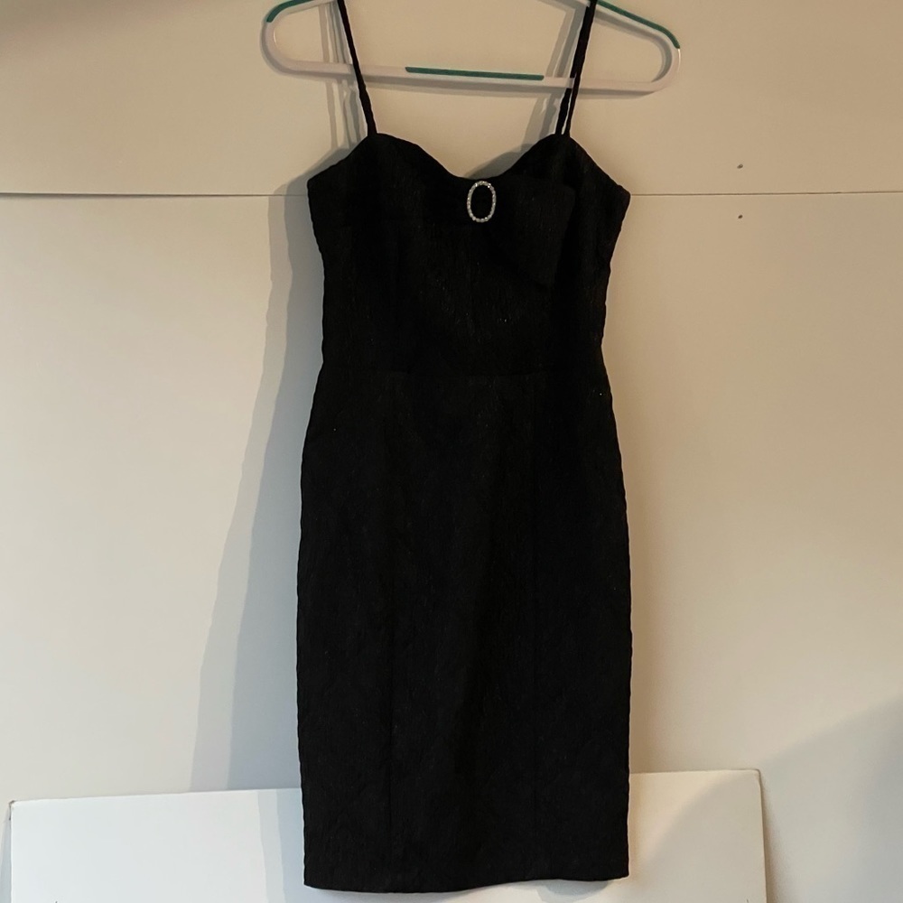 NWT! ($340) Betsey Johnson Black Dress Glitter Rhinestone Formal Party Prom, 6